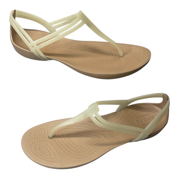 CROCS Isabella T-Strap Slip On Comfort Jelly Sandals Women’s size 7 - Picture 1 of 10
